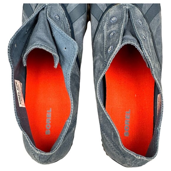 Womens Sorel Denim Shoes Size 9.5 Handcrafted Plimsoll Blue Sunburst Slip On - Picture 9 of 10